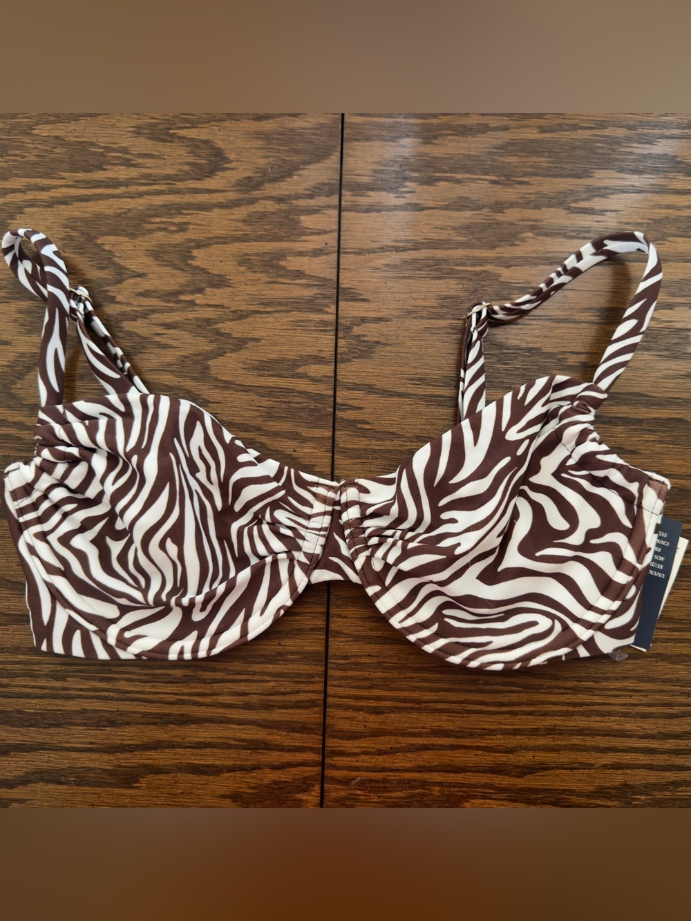 Abercrombie & Fitch Brown and White Zebra-Print Bikini Top